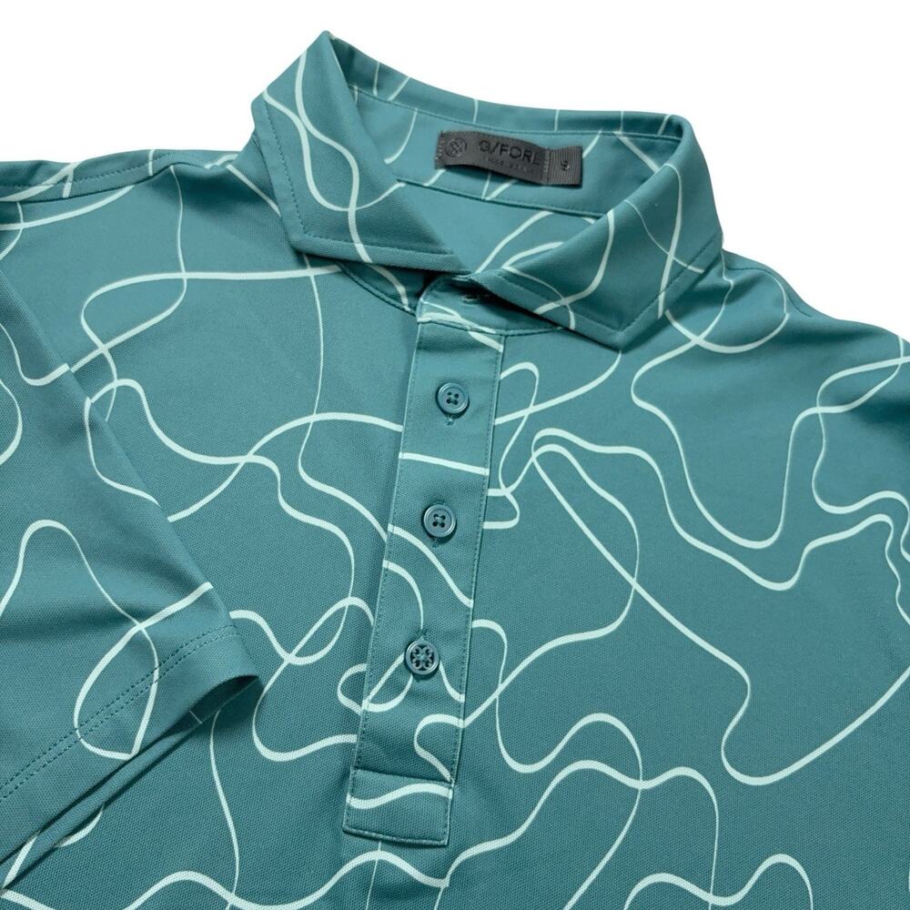 G/fore Golf Polo Men's Size Small Blue Print Short Sleeve Performance Activewear